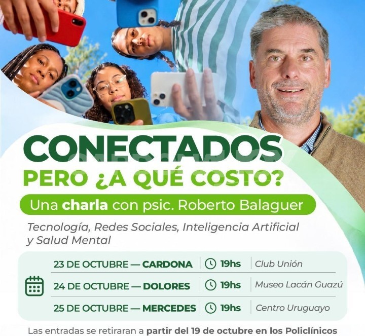 El psicólogo Roberto Balaguer brindará en Cardona una charla sobre tecnología, redes sociales y salud mental